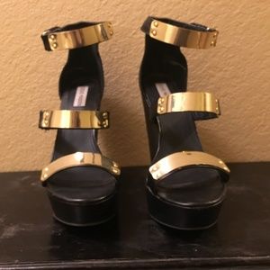 Madden Whitneyy Platform Wedge Sandals Black/Gold